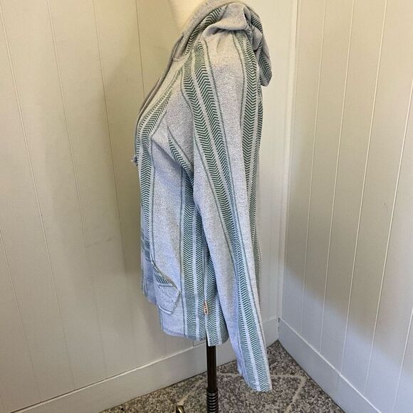 Brooklyn Cloth Company Men’s Medium Grey Striped Baja Surf Hoodie Sweatshirt - Picture 10 of 15